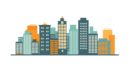 Cityscape illustration skyline urban buildings architecture design flat vector graphic background 100