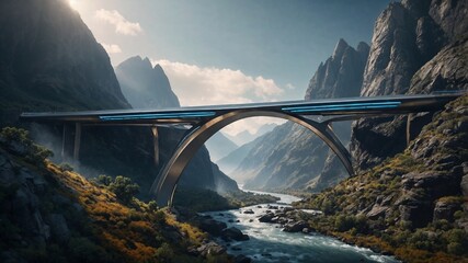 Illustration of a futuristic bridge design in the near future showcasing advanced architecture smart infrastructure and modern urban innovation