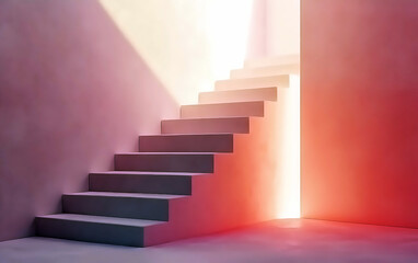 Obraz premium Pastel Architecture Scene – Abstract Stairs in Calm Color Tones.