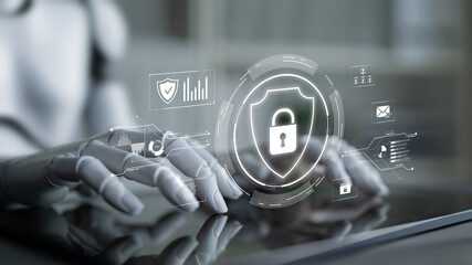 AI artificial intelligence strengthens cybersecurity with intelligent threat detection, virtual...