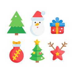 Christmas Icon Set in Flat Vector Style