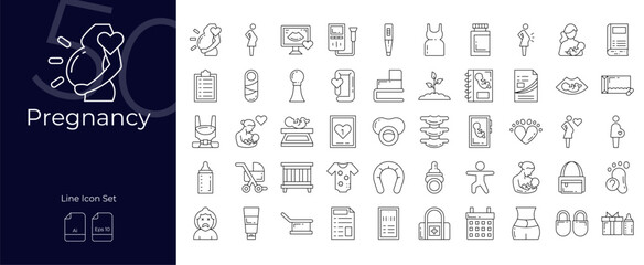 Pregnancy Line Editable Icons set. Vector illustration in modern thin line style of Pregnancy icons: pregnancy, birth, youth, etc