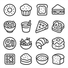 Collection of food items in a black and white style