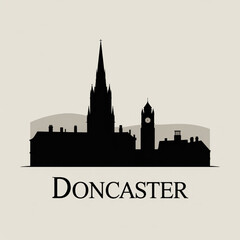 Naklejka premium Doncaster Skyline Silhouette - Historic Northern England City Vector Illustration