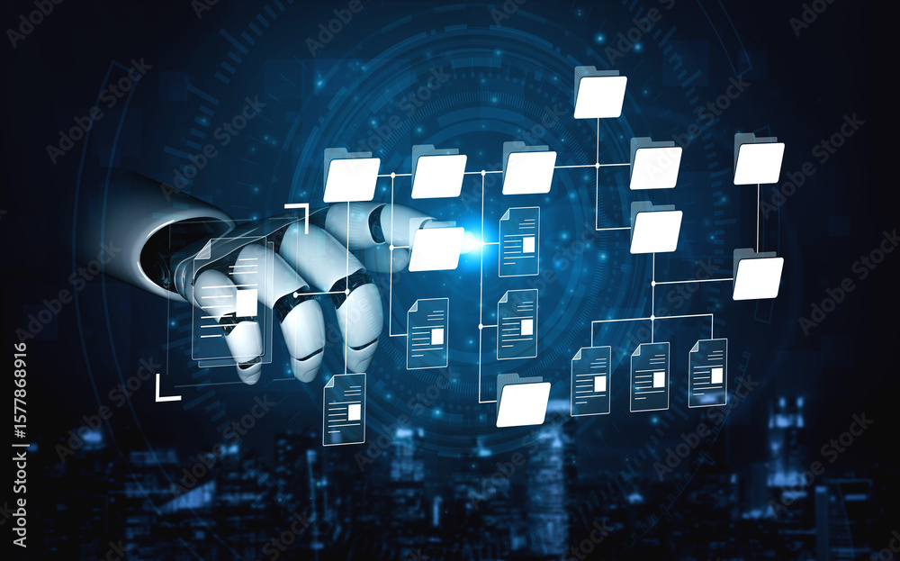 Poster ai organizing file directory structure, streamlining folder management, arranging document paths, an