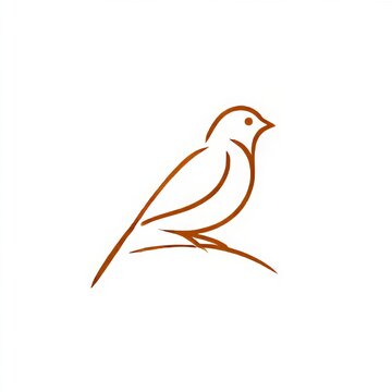 monoline sparrow silhouette logo simple curve in brown white background