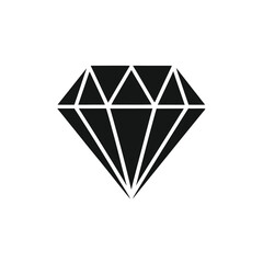 Black Diamond Shape Graphic on White Background with Faceted Edges jewel jewelry