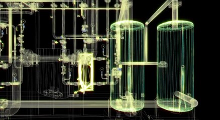 Industrial Boiler Room – Large-Scale 3D Rendering of Mechanical Equipment and Piping System - Powered by Adobe