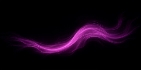 Abstract purple smoke gracefully swirls with blue light, creating a smooth, flowing wave design on a black background
