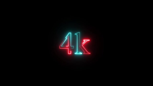 glowing neon 2k text animation on black background. 2k Followers Celebration text animation.