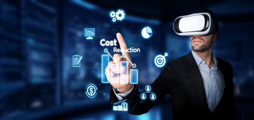 This image showcases an individual using virtual reality technology for effective cost management and planning, emphasizing expense reduction strategies and business optimization. XDMCP