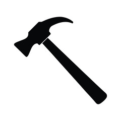 Isolated hammer silhouette vector art illustration on white background