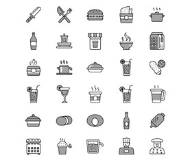 Food And Drinks vector icon set. Minimal icons set
