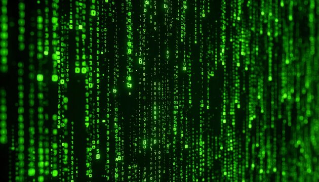 Green binary code streams down
