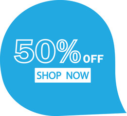 Fifty percent off sale announcement with shop now button