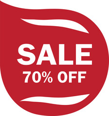 Red sale tag featuring seventy percent off discount promotion