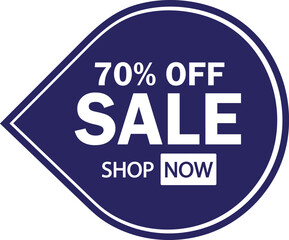 Seventy percent off sale shop now discount promotion badge