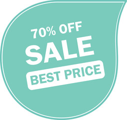 Turquoise sale tag featuring 70 percent off and best price