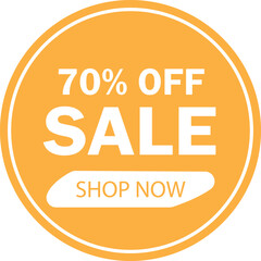 Big sale announcement 70 percent off shop now button