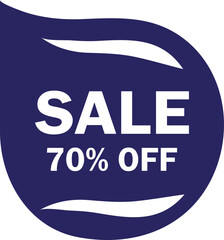 Blue sale tag featuring seventy percent off discount promotion