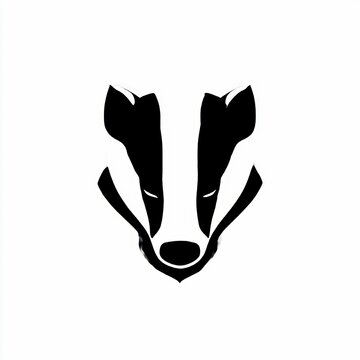 monoline badger silhouette logo simple mask in black white background