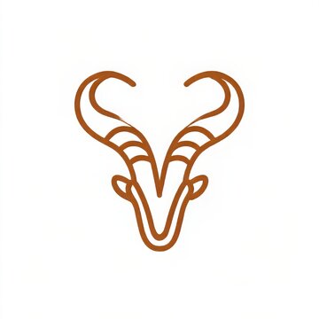 monoline ibex horn logo simple curve in brown white background