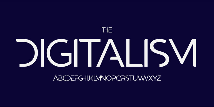 Minimalist modern logo font, sleek futuristic alphabet. Elegant geometric typeface for tech headline, digital interface, science branding, clean UI, innovation product type design. Vector typography