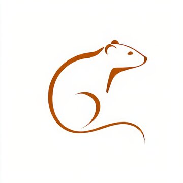 monoline vole silhouette logo simple curve in brown white background