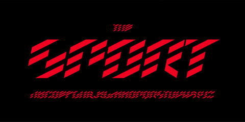 Garage service font, bold italic letters, dynamic alphabet for car racing logo and headline, automotive typography, sport game design. Vector typographic design