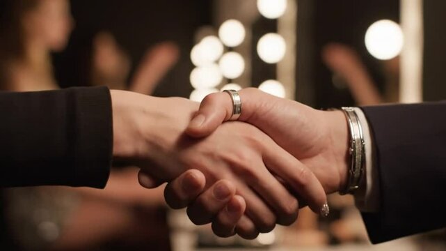 Slow Motion Handshake Backstage at Fashion Show Beauty Brand Sponsorship Deal