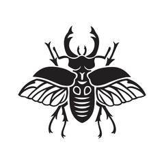 Stag beetle front view vintage graphic vector illustration
