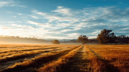 Obraz premium High sun illuminating field perfectly, with full clarity of lines, colors, and structure