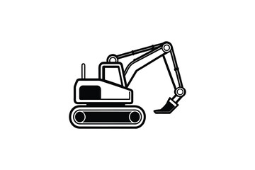 Excavator Silhouette Icon Construction Machinery Digger Silhouette