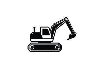 Excavator Silhouette Illustration for Construction Industry