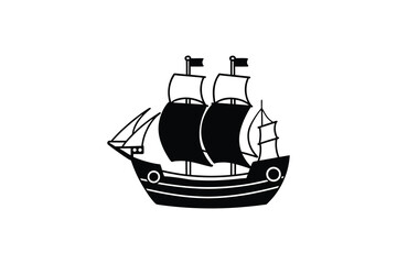 Classic Sailing Ship Silhouette Illustration Vector Graphic