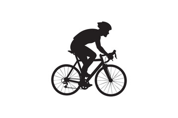 Obraz premium Silhouette of a Cyclist Riding a Road Bike on White Background