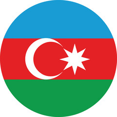 circular icon of azerbaijan national flag with crescent star