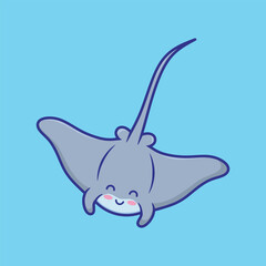 stingray fish, Cute vector isolated illustration in cartoon style.