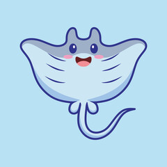 stingray fish, Cute vector isolated illustration in cartoon style.