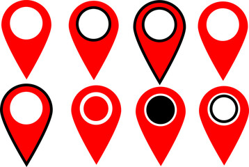 Color pin icon set, vector symbol, white background