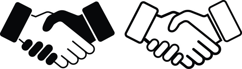 Simple Black and White Handshake Icon. Business agreement handshake icon vector illustration