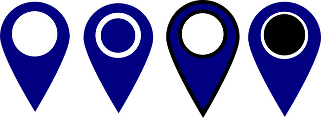 Color pin icon set, vector symbol, white background