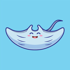 Cute Stingray Vector Illustration. Animal Nature Icon Concept Isolated Cartoon Style.