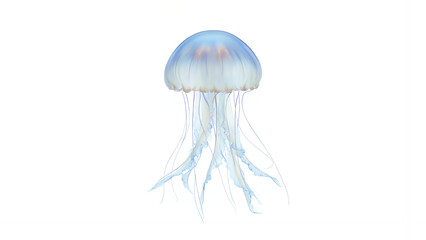 Serene Blue Jellyfish:  Elegant, ethereal underwater creature, isolated on white background.