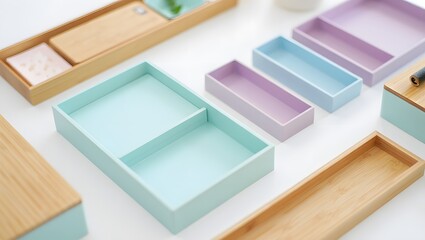 Shop pastel wooden trays for home decor and organization stylish desk organizer set