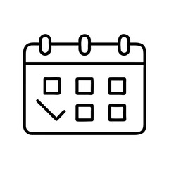 Calendar icon with checkmarks and empty boxes for scheduling  