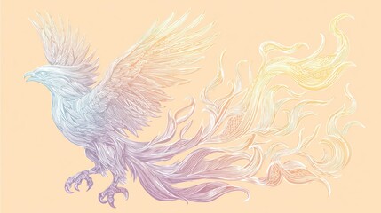 Colorful phoenix soaring, pastel hues