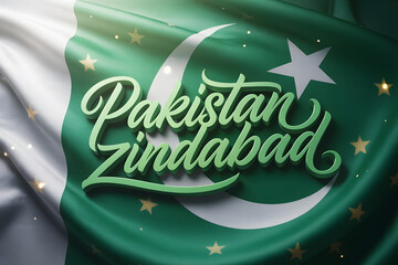 Bright celebratory design for Pakistan Independence Day with green national theme, flags, glowing symbols, and patriotic style in modern layout