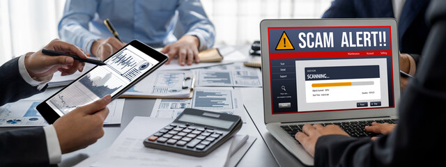 Business intelligence and data analysis concept. Analyst team working on financial data analysis...