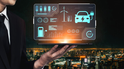 Charging dashboard for electric vehicles with battery status, energy usage, renewable integration,...